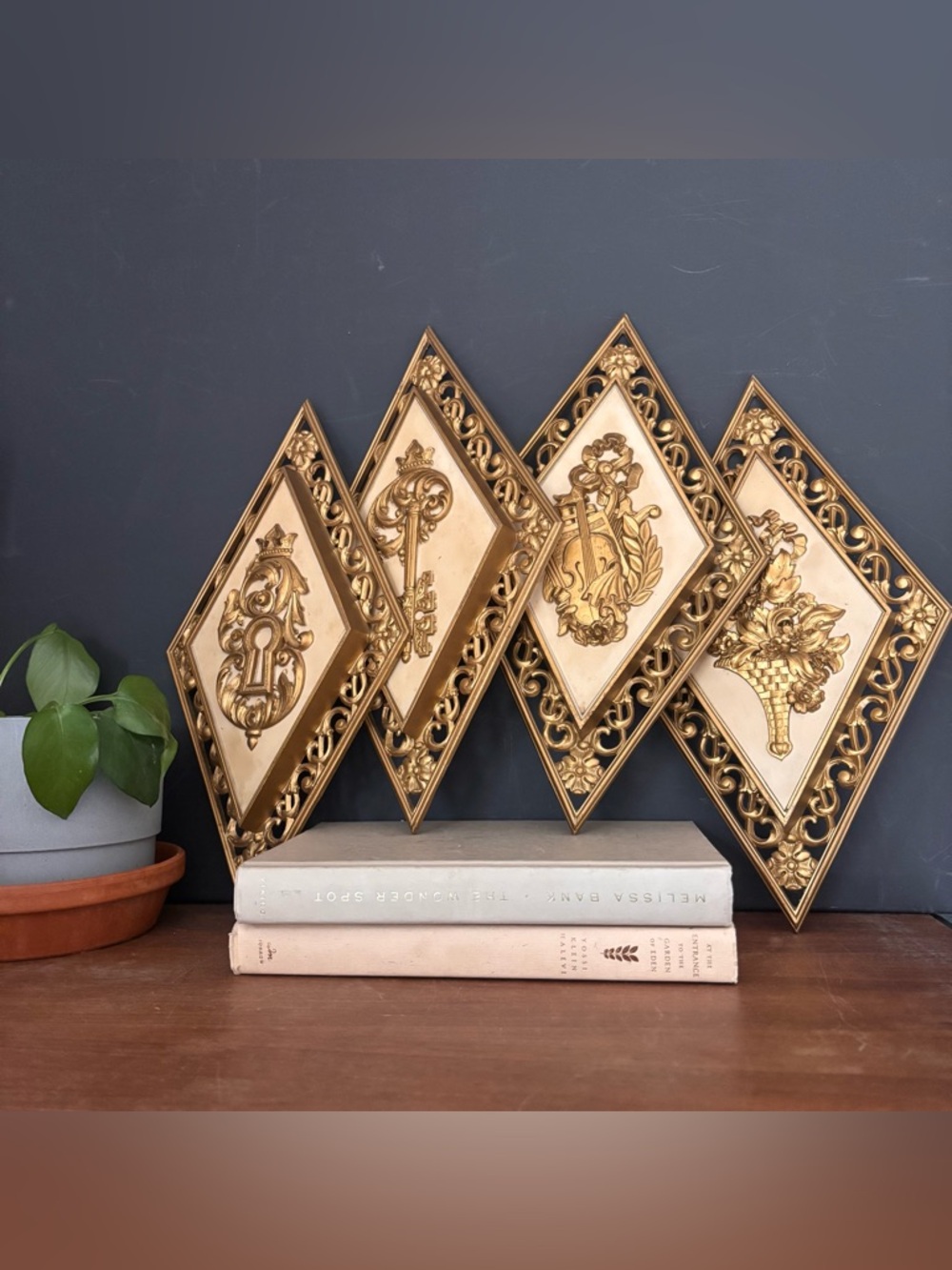 Vintage Syroco (Syracuse Ornamental Company) Diamond-Shaped Wall Plaques